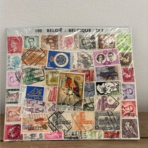 Vintage Belgium Souvenir Stamp Collection- 100 Stamps
